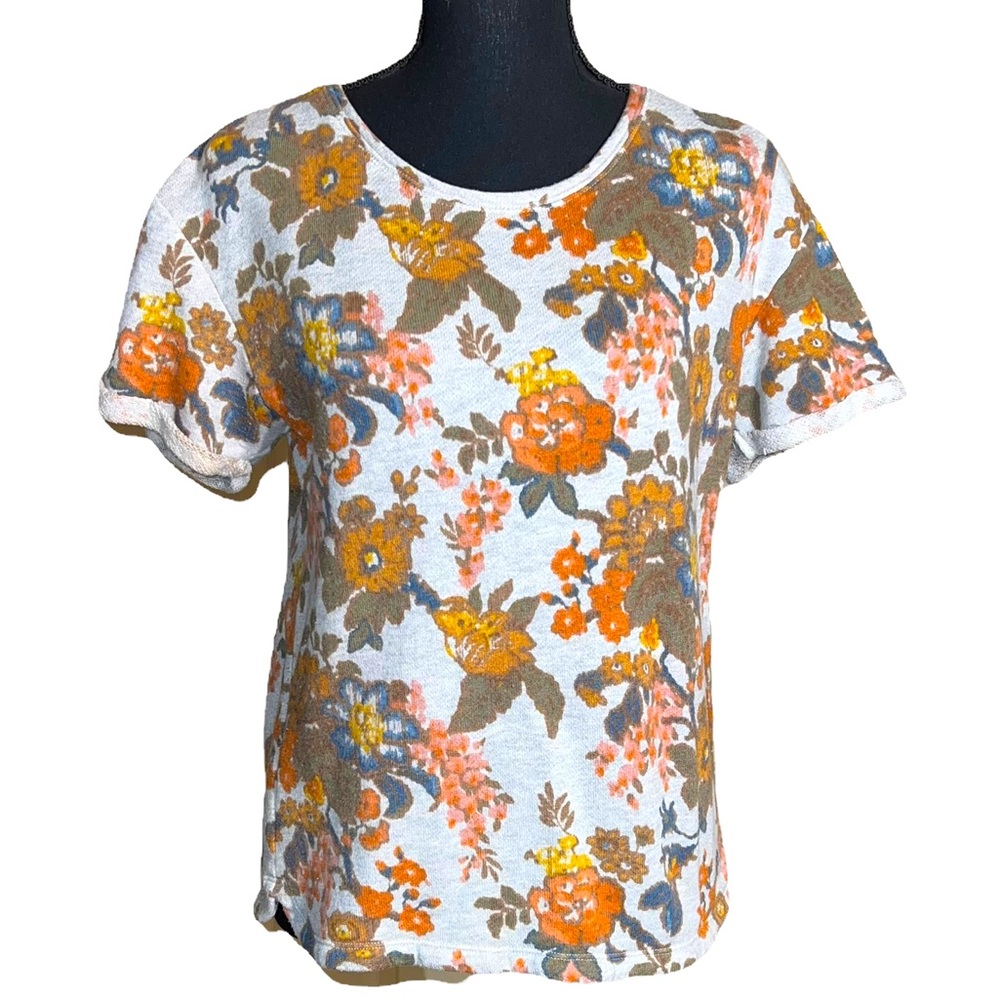 ANTHROPOLOGIE SATURDAY SUNDAY ROSEWOOD FLORAL BACK BUTTON TOP